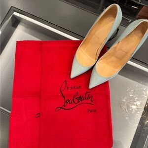 Christian Louboutin Sky Blue Pumps with Red Dust Bag